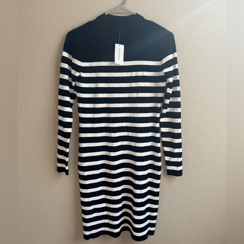 NWT Banana Republic Women’s Black and White Striped Sweater Dress